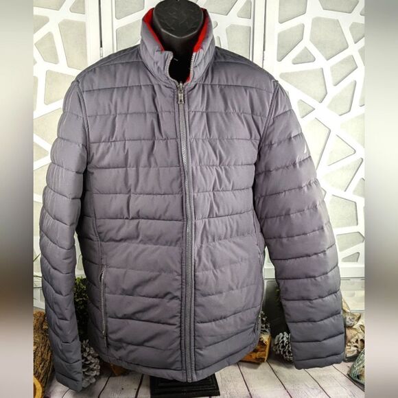 Nautica Grey/Red Reversible Puffer Jacket - Picture 4 of 15